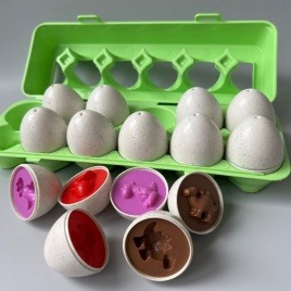 Обучающая игрушка сортер «Лоток с яйцами Динозаврики» набор 12 яиц 