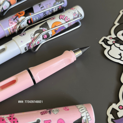 Набор простых «Вечных карандашей» с ластиком и наклейками «Куроми - Kuromi My Melody» 4 шт.  фото 4
