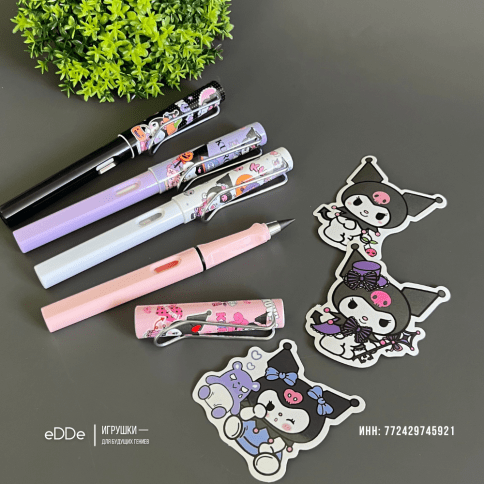 Набор простых «Вечных карандашей» с ластиком и наклейками «Куроми - Kuromi My Melody» 4 шт.  фото 2
