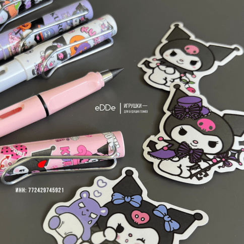 Набор простых «Вечных карандашей» с ластиком и наклейками «Куроми - Kuromi My Melody» 4 шт.  фото 5