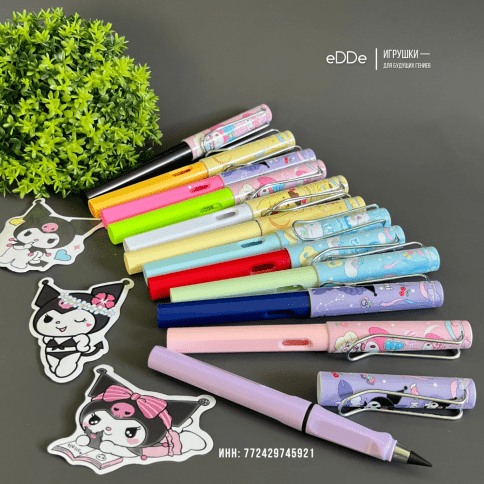 Набор Цветных «Вечных карандашей» 12 шт. с ластиком и наклейками «Куроми - Kuromi My Melody»  фото 3