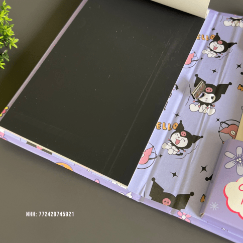 Развивающий набор для творчества Гравюры Раскраски «Блокнот-раскраска с гравюрой Куроми – Kuromi» | Карандаши цветные двухсторонние фото 6